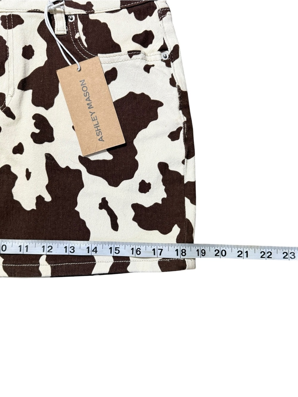 NWT Ashley Mason Cow Print Micro Mini Skirt Size 9/29 Western Y2K - Picture 7 of 10